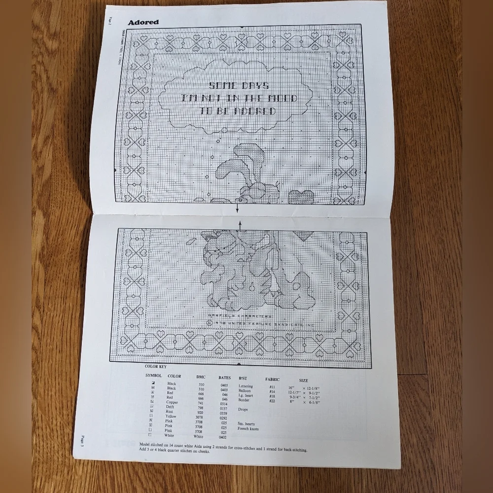 Garfield counted cross stitch designs vintage booklet 8 designs Millcraft